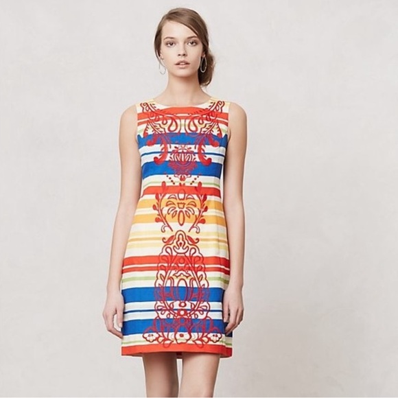 Tabitha Rainbow Embroidered Shift Dress size 8 - Picture 1 of 5